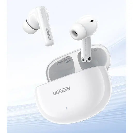 Ugreen Bluetooth V5.3 HiTune T6 Hybrid Active Noise Canceling Earbuds 30H Battery 48dB White (15158) - Ugreen India