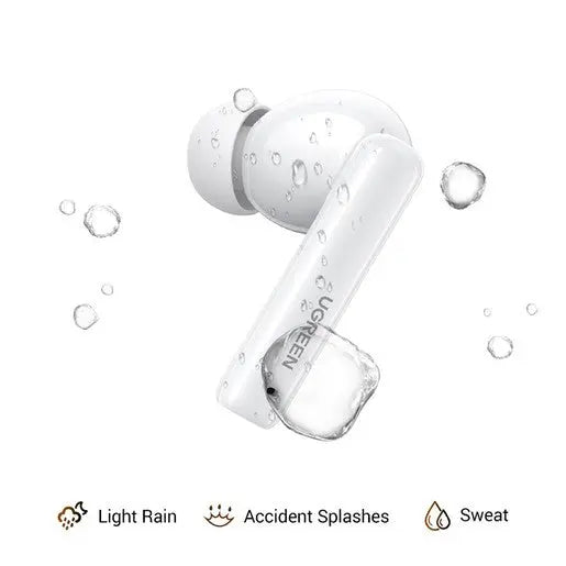 Ugreen Bluetooth V5.3 HiTune T6 Hybrid Active Noise Canceling Earbuds 30H Battery 48dB White (15158) - Ugreen India