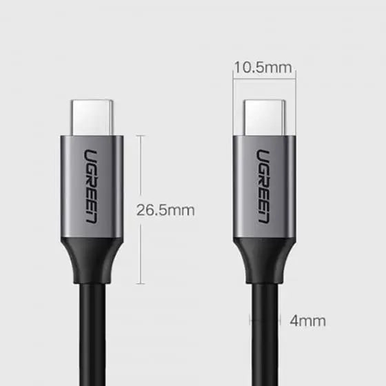 UGREEN 1.5m 60W PD USB 3.1 Gen 1 Type-C Male to Male Fast charging Cable, 5Gbps Data Transfer/Nickel Plating/Aluminum Shell - (50751) - Ugreen India