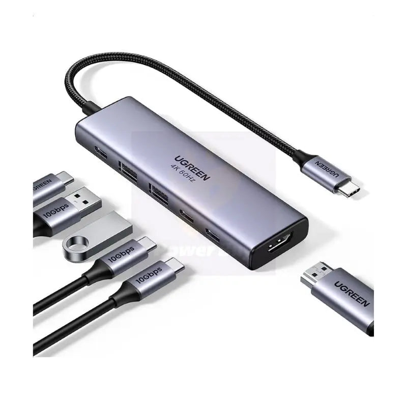 Ugreen 6 In 1 Usb C Multifunctional Adapter, USB-C TO HDMI+2*USB-A 3.2+2*USB 3.2 C+PD Power (35999)