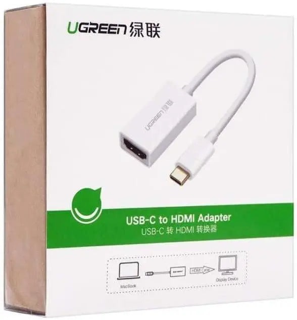 Ugreen USB-C Male to HDMI Female Adapter 4k@30Hz With 20cm Cable - White(40273) - Ugreen India