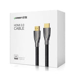 Ugreen 1.5m HDMI 2.0 Male to Male Carbon Fiber Zinc Alloy Cable Braided with chipset (50107) - Ugreen India