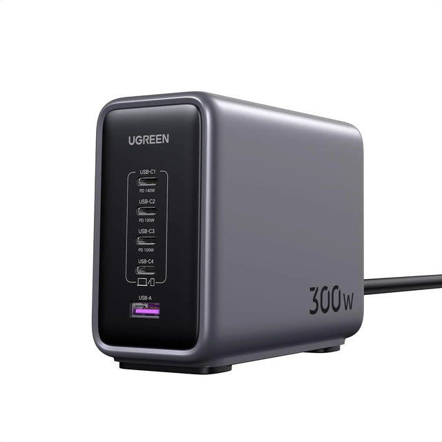 UGREEN 300W 5-Port GaN Desktop Charging Station PD 3.1 Power Supply Compatible With MacBook Pro 2021 16 Inch, MacBook Air, Surface Book, iPhone 15 Pro Max, 15 Pro, 14, Rog Ally (90903B) - Ugreen India