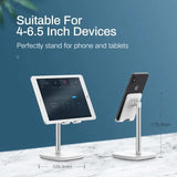 UGREEN Metal 5°~45° Multi-Angle Height Adjustable Desk Phone Holder Compatible for All 4.0"-7.9" iPad Mini 5 4 3 2, iPhone 11 Pro X XR 8 7 6 5, Galaxy S10 S9 S8, Huawei P20 P8, etc - Silver (60343) - Ugreen India