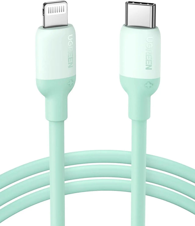 UGREEN 1m USB-C to Lightning Cable MFi-Certified, 20W Fast Charge PD for iPhone SE 3/13 Pro/13 Pro Max/13/13 mini, ipad 9, 12 mini/12/12 Pro etc., Mint Green (20308) - Ugreen India