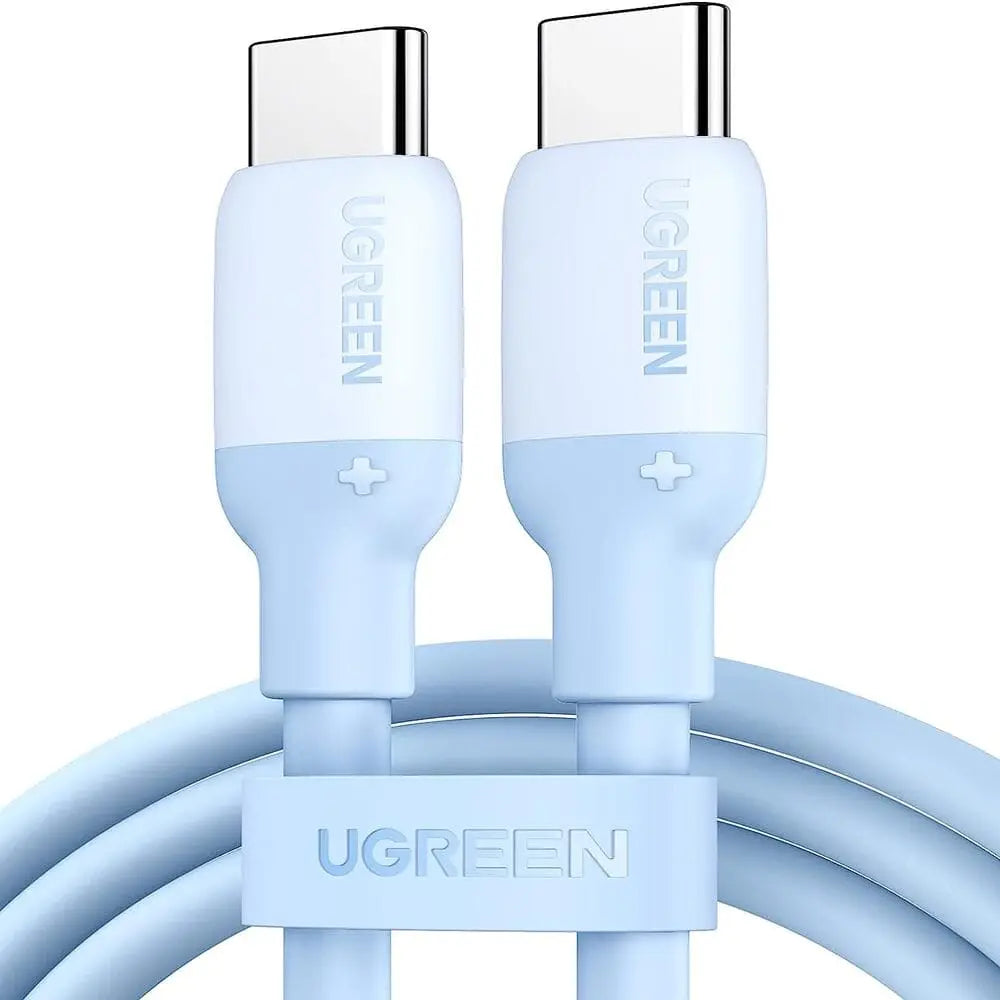 UGREEN 1m 60W USB C to USB C Silicone Charging Cable Compatible with Galaxy S23 S22 Ultra, MacBook Pro 2021, iPad Pro 2021 / Air 5, Pixel 7 6 Pro, Mi 11 etc. - Blue (15279) - Ugreen India