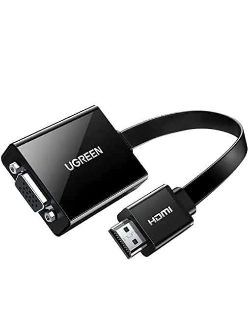 UGREEN Active Hdmi Male to VGA Female Converter With 3.5 mm Audio Jack up to 1920 * 1080@60Hz for PC, Laptop, Ultrabook, Raspberry Pi, Chromebook - Black (40248) - Ugreen India