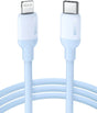 UGREEN 1m USB-C to Lightning Cable MFi-Certified, PD Charging Cable Silica Gel Compatible with iPhone 13 iPhone SE 3 iPhone 12 iPhone 11 iPad 2021 AirPods Pro AirPods etc., Blue (20313) - Ugreen India