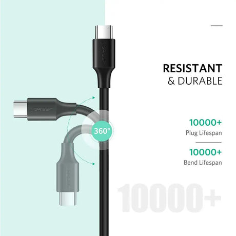 Ugreen 3m 60W USB C 2.0  Male To Male Cable, Power Delivery 2.0/QC 2.0/3.0 (60788) - Ugreen India