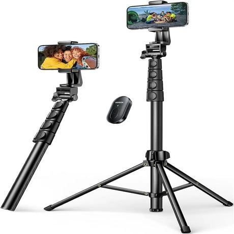 UGREEN 67" Cell Phone Selfie Stick Tripod with Bluetooth Remote, Travel Lightweight Tripod Stand for Selfies, Live Streaming, Video Conference, Compatible with All Smartphones, GO Pro, Digital Camera etc. (15609) - Ugreen India