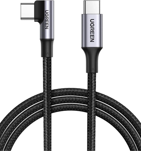 UGREEN 3FT/1M USB C to USB C Angled 2.0 M/M 100W Cable Fast Charging 5A Type C PD Nylon Braided Cord Compatible for MacBook Pro Air iPad Pro 2020 Chromebook Galaxy S21 S20 Note 20 Dell XPS Pixel (70643) - Ugreen India