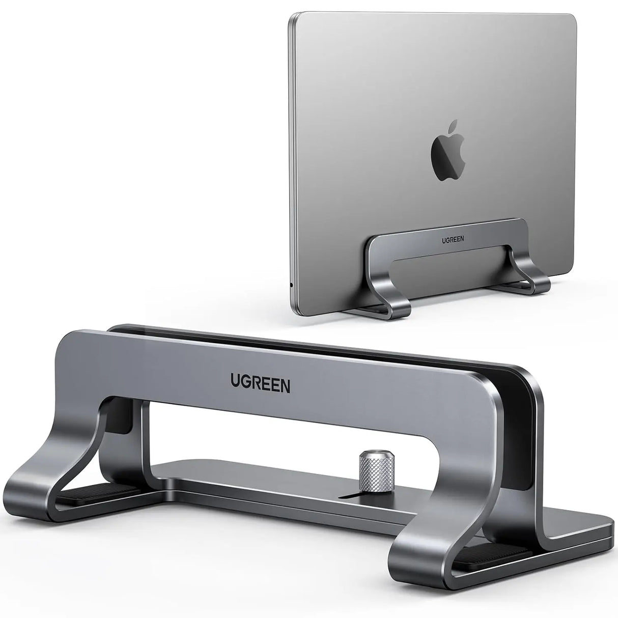 UGREEN Vertical Laptop Stand Holder for Desk Adjustable, Aluminum Dock, Compatible with MacBook, Surface Book, Chromebook, up to 15.6 Inch, Grey (20471)