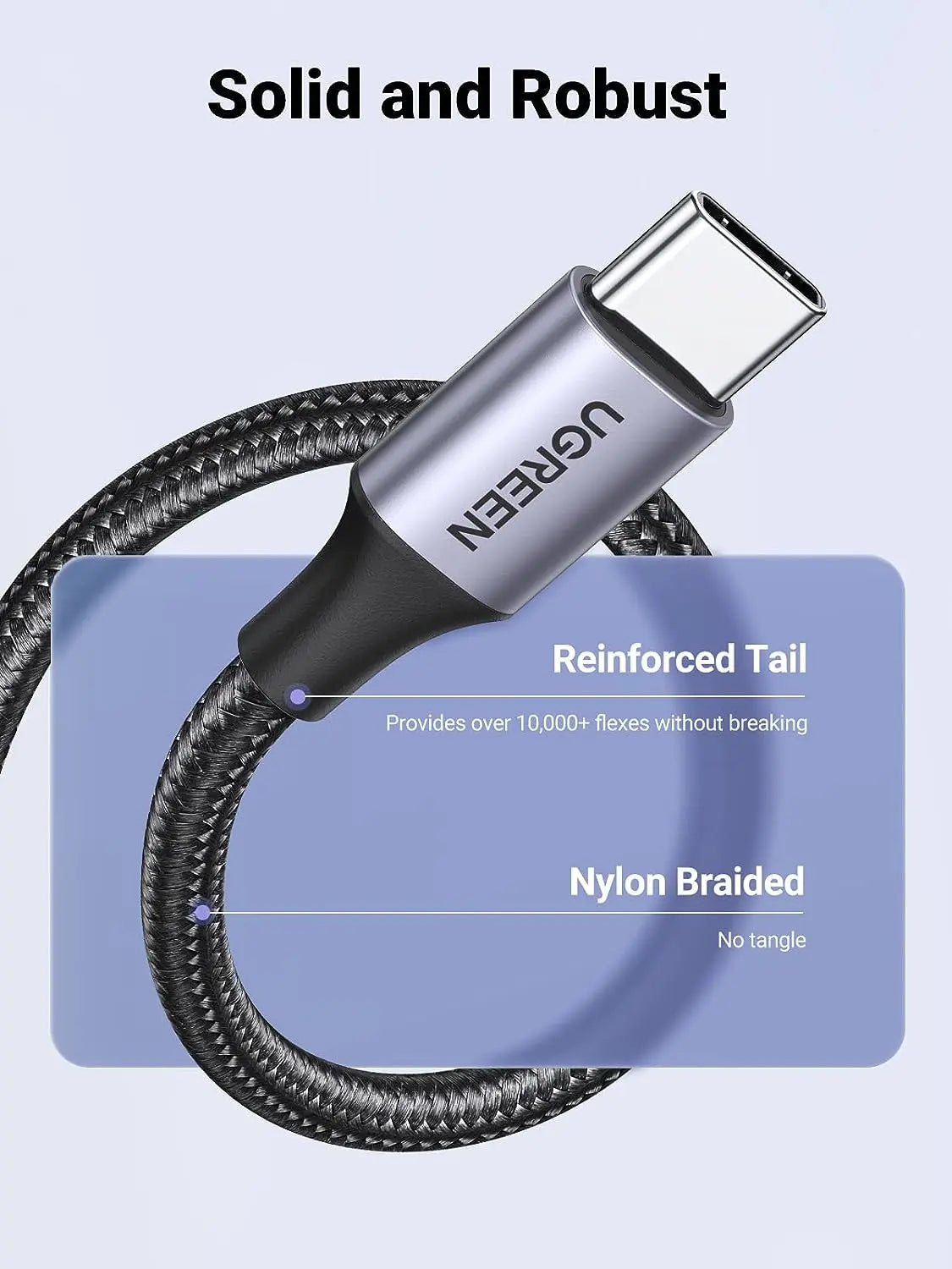 Ugreen 0.25m USB-A 2.0 Male to USB Type C Male Cable Nickel Plating/Aluminum Shell/Braided (60124) - Ugreen India