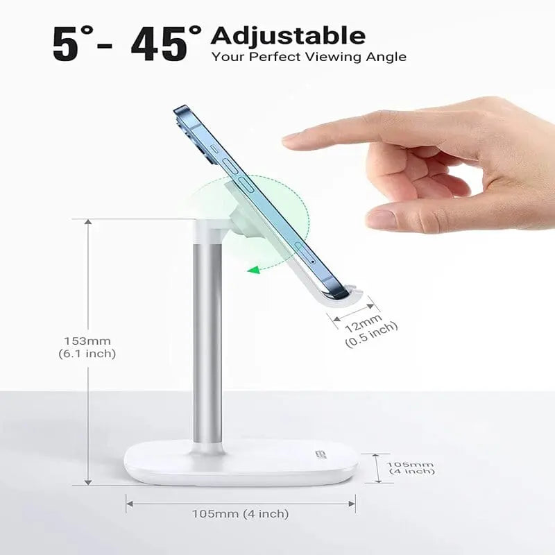 UGREEN Metal 5°~45° Multi-Angle Height Adjustable Desk Phone Holder Compatible for All 4.0"-7.9" iPad Mini 5 4 3 2, iPhone 11 Pro X XR 8 7 6 5, Galaxy S10 S9 S8, Huawei P20 P8, etc - Silver (60343) - Ugreen India