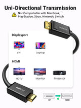 UGREEN 2m 4K UHD DisplayPort Male to HDMI Male Uni-Directional Cable Video Display Cord For HDTV, Monitor, Projector, Computer etc.(10202) - Ugreen India