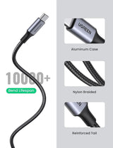 Ugreen 0.5m USB-A 2.0 Male to USB Type C Male Cable, Nickel Plating/Aluminum Shell/Braided - (60125) - Ugreen India