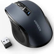 UGREEN Ergonomic 5-Level 6 Buttons Silent 2.4G Wireless Optical Mouse With Nano Receiver, 4000 DPI - Black (90545) - Ugreen India