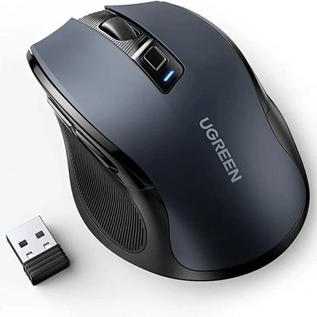 UGREEN Ergonomic 5-Level 6 Buttons Silent 2.4G Wireless Optical Mouse With Nano Receiver, 4000 DPI - Black (90545) - Ugreen India