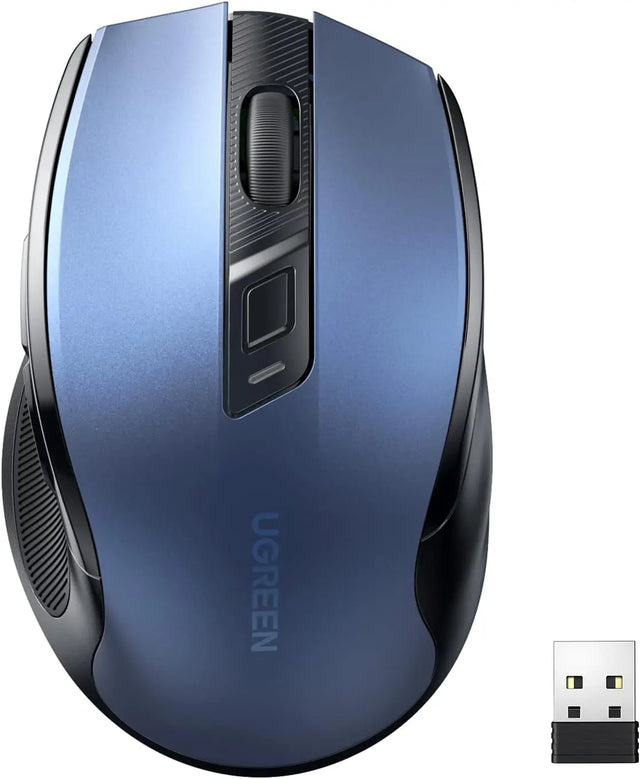 UGREEN Ergonomic 5-Level 2.4G Wireless Mouse With 4000 DPI 6 Buttons USB Cordless Silent Mice with Nano Receiver for Laptop, Computer, PC, MacBook, Chromebook - Blue (15064) - Ugreen India