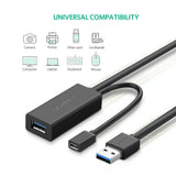 UGREEN 5m USB 3.0 Male to Female Active Extension Cable with Signal Amplifier Repeater for Printers WiFi Antenna PlayStation HTC Vive Keyboard Game Console etc. (20826) - Ugreen India