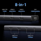 UGREEN 8 in 1 USB C 4K Docking Station Dual Monitor, Triple Display USB C Hub with 2 HDMI, VGA, 2 USB A&C 3.2 Ports, 100W PD, Dock Compatible for MacBook, Dell, HP, Lenovo, Surface etc (35588)