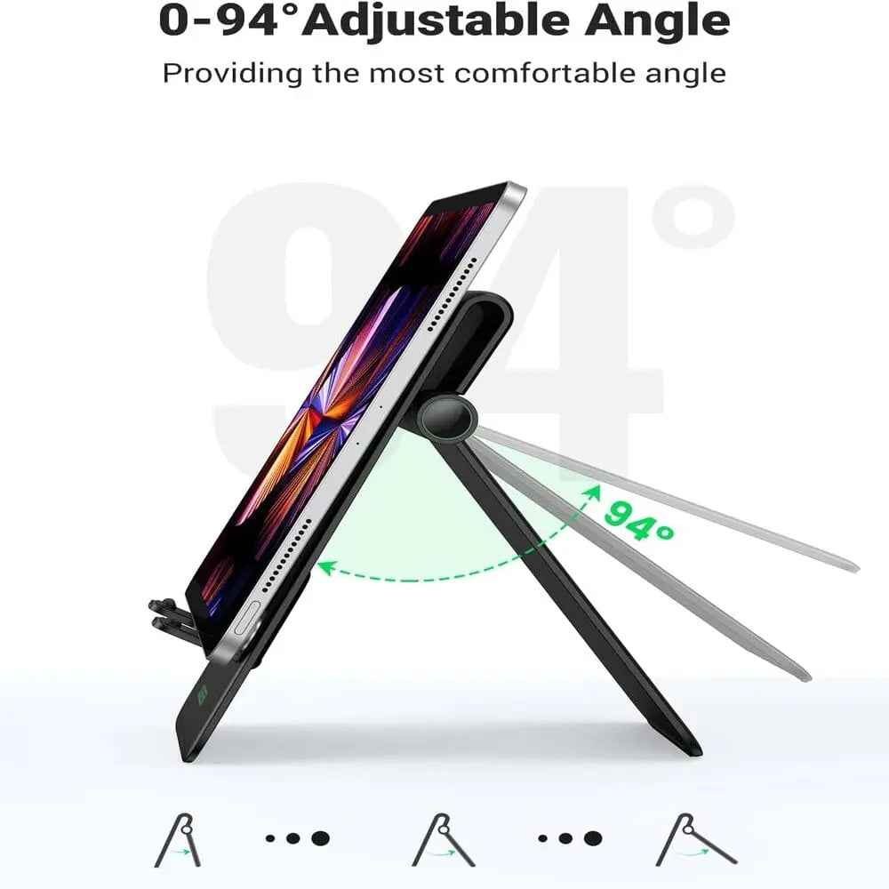 UGREEN Height Adjustable Foldable Desk Tablet Stand Compatible with iPad Pro/Mini/Air, iPhone 14/13 Pro Max, Galaxy Tab S7/S6/S5e, Switch - Black (20439) - Ugreen India