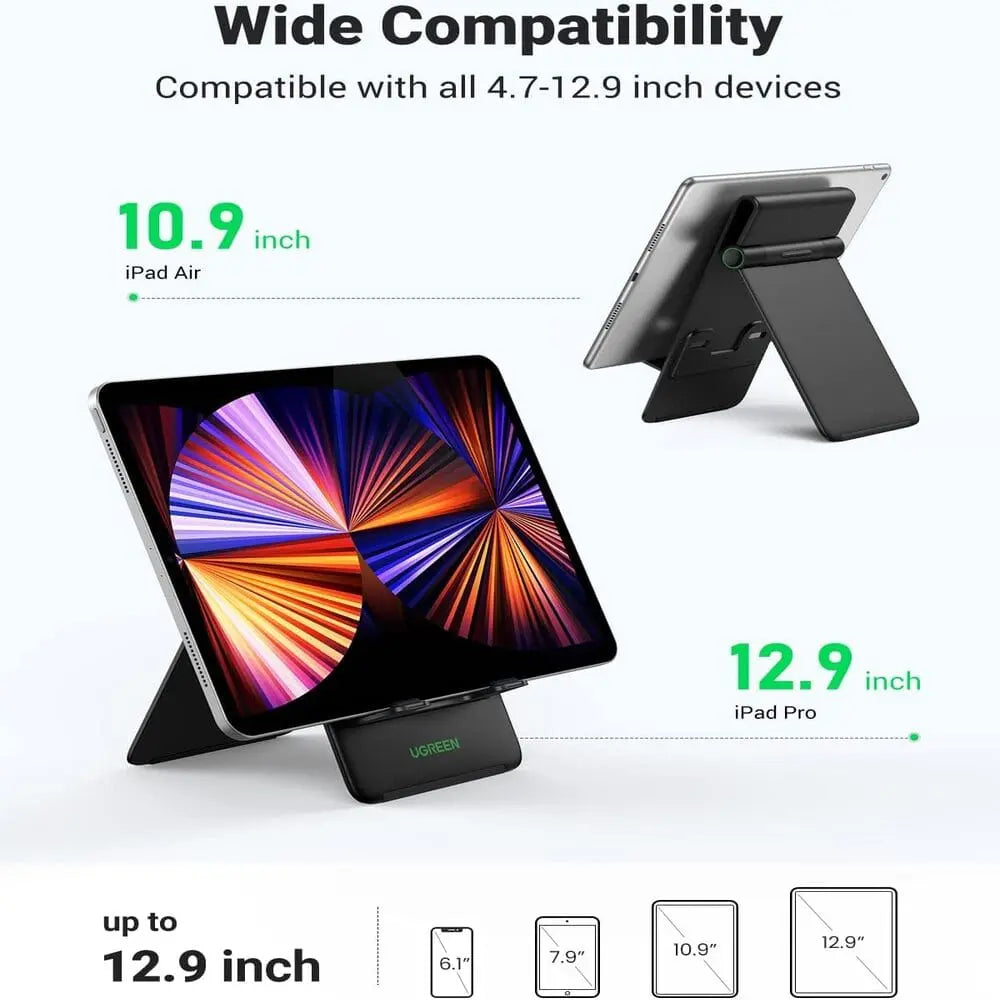 UGREEN Height Adjustable Foldable Desk Tablet Stand Compatible with iPad Pro/Mini/Air, iPhone 14/13 Pro Max, Galaxy Tab S7/S6/S5e, Switch - Black (20439) - Ugreen India