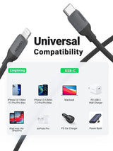 UGREEN 1m USB C to Lightning Cable, MFi Certified/PD 20W Compatible with iPhone 13/13 Pro/12/11/X/8, iPad(2021), AirPods, MacBook etc. (20304) - Ugreen India