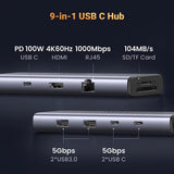 UGREEN 9-in-1 USB C Multi function Dock With 4K@60Hz HDMI, 5Gbps USB-C and USB-A Data Ports, 1Gbps Ethernet, 100W PD, SD/TF Card Reader, Docking Station for MacBook Air/Pro, iPad Pro/Air, Dell XP and More (15375) - Ugreen India UGREEN 9-in-1 USB C Multi function Dock With 4K@60Hz HDMI, 5Gbps USB-C and USB-A Data Ports, 1Gbps Ethernet, 100W PD, SD/TF Card Reader, Docking Station for MacBook Air/Pro, iPad Pro/Air, Dell XP and More (15375)