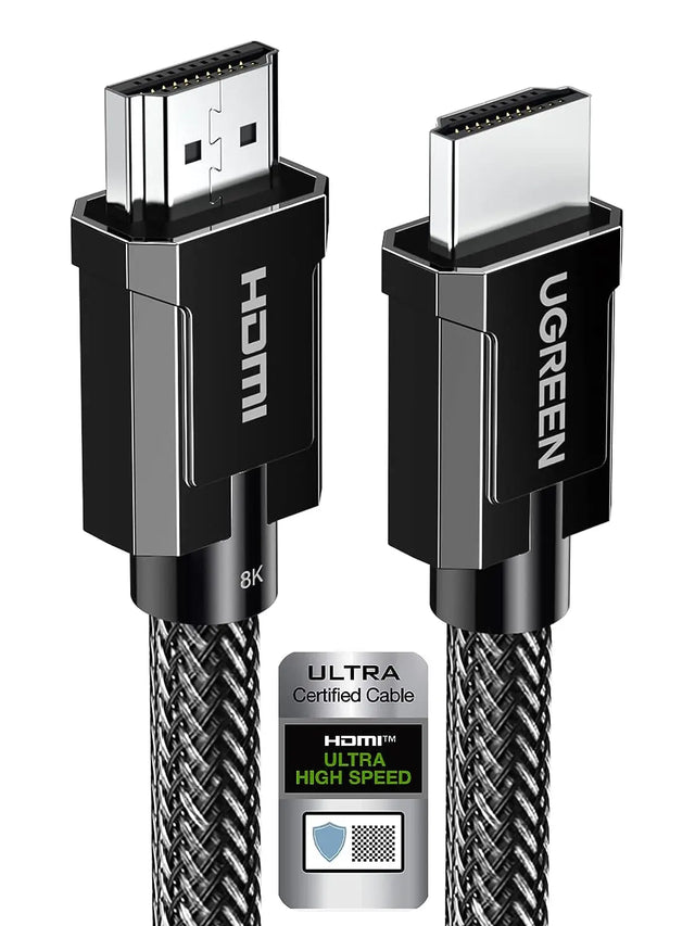 Ugreen 2m 8K@60Hz HDMI 2.1 Male to Male Cable support Ultra HD, Dynamic HDR, High Speed 48Gbps, Dolby Vision, eARC, Compatible for Xbox One, Nintendo Switch, Samsung TV, Roku, PS5, Nylon Braided (70321) - Ugreen India