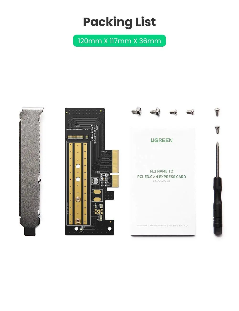 UGREEN M.2 NVME to PCI Express 3.0 x4 Adapter Card, Support M Key Solid State Drive Type 2280 2260 2242 2230 Converter to Desktop PCI Express (70503) - Ugreen India