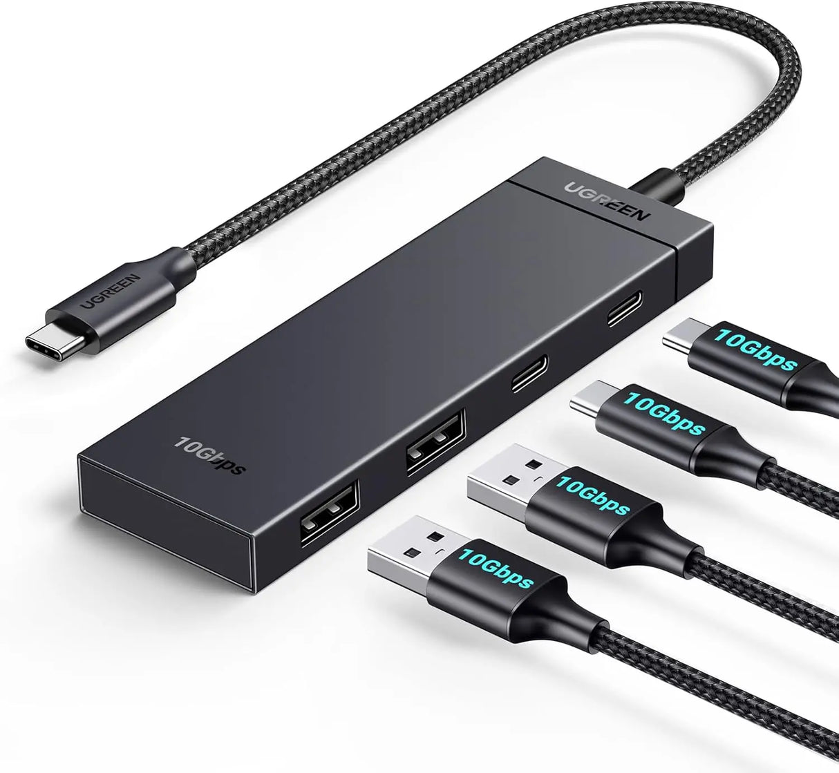 UGREEN 10Gbps 4 in 1 USB C Hub, USB 3.2 Adapter with 2 USB-C 3.2 and 2 USB-A 3.2 Splitter Extender for MacBook Pro/Air, iPad Pro, iPhone 15/15 Pro Max, Surface, PC, Laptops and More (35583)