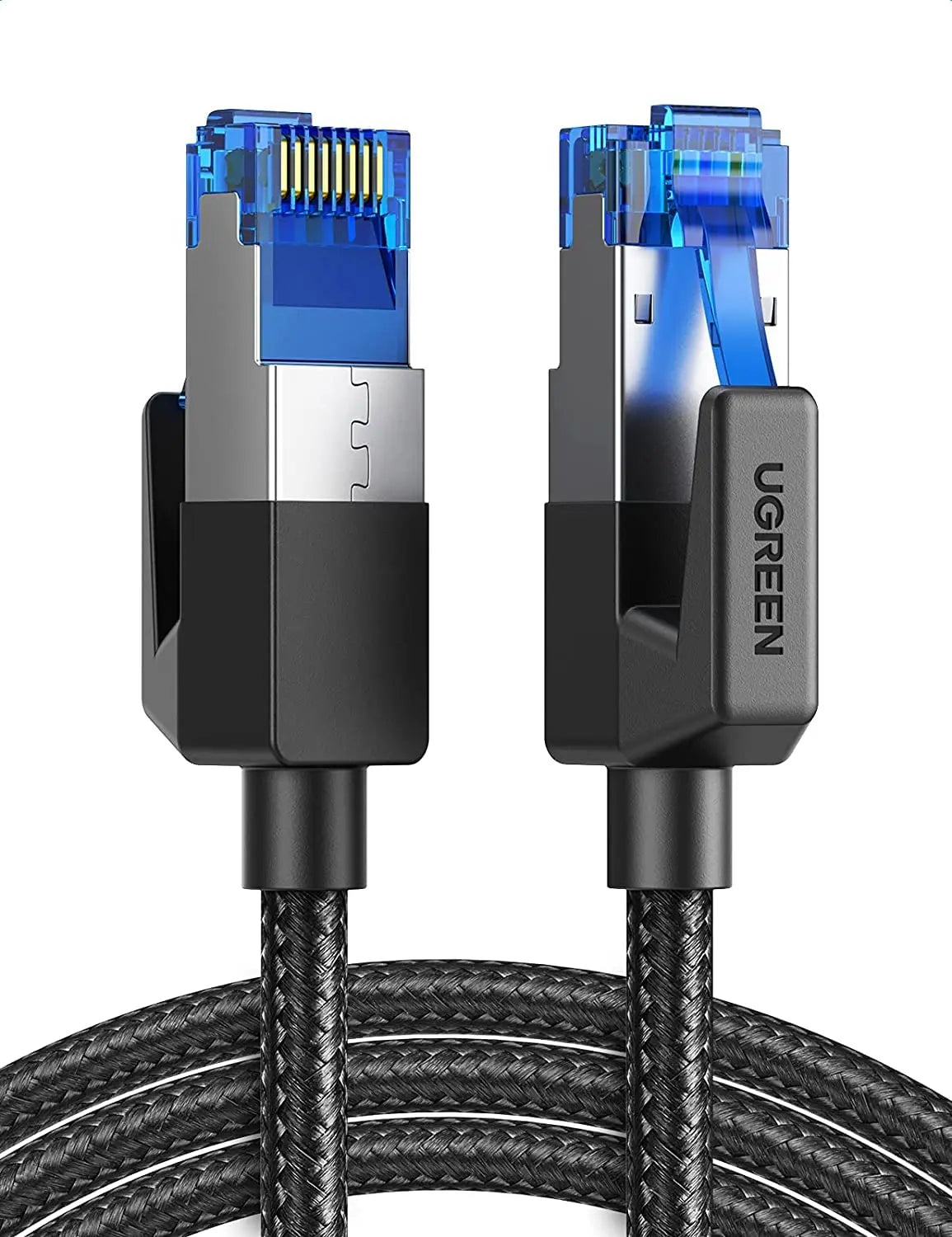 UGREEN 1.5M Cat 8  High Speed Braided Ethernet Cable, 40Gbps 2000Mhz Network Cord, RJ45 Shielded Indoor Heavy Duty LAN Cables Compatible for Gaming PC PS5 PS4 PS3 Xbox Modem Router (80430) - Ugreen India