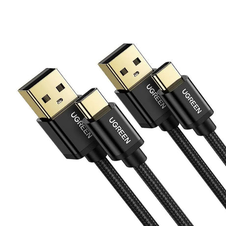 UGREEN 3m USB-A Male to USB-C Male Cable Braided Compatible for Samsung Galaxy S9 S8 S10 Plus Note 9 8, Nintendo Switch, GoPro Hero 7 6 5, LG G8 G7 V40 V20 V30 G6 etc., Pack Of 2 (50878P) - Ugreen India