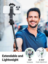 UGREEN Bluetooth 3 in 1 Tripod Selfie Stick Extendable Monopod Adjustable with Detachable Wireless Remote Control Compatible with iPhone 14 13 12 Phones Cameras (15062) - Ugreen India