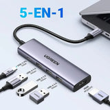 UGREEN 5-In-1 USB-C Multiport Dock with 4K@60Hz Hdmi, 100W Power Delivery, 3*USB-A 3.0 Data Ports for MacBook Pro/Air, iPad Pro, Mac Mini, Surface, XPS, Thinkpad, Galaxy, and More (15597) - Ugreen India