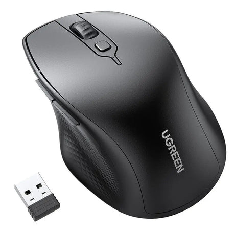 UGREEN Ergonomic Silent 2.4GHz Wireless Bluetooth 5.0 Optical Mouse With USB Receiver,  4000 DPI Compatible with Mac PC Laptop Tablet - Black (90395) - Ugreen India