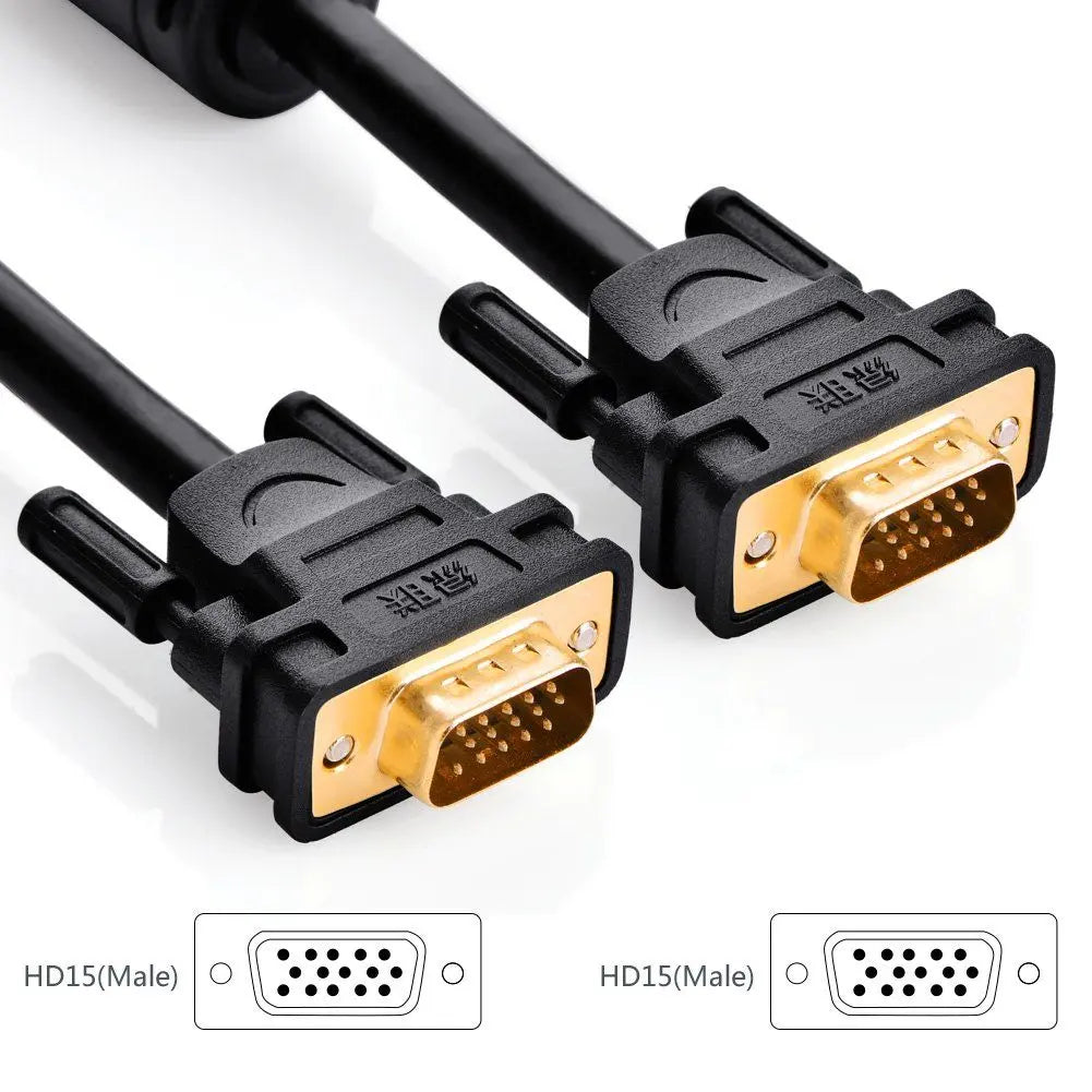 Ugreen 1.5m VGA Male to Male Cable Gold-plated to connect computers to LCD monitors, television screens, projectors etc. (11630) - Ugreen India