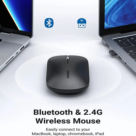 UGREEN 2.4G Silent Wireless Bluetooth 5.0 Computer Optical Mouse With USB Receiver, 4000 DPI For PC, Laptop, Computer, Chromebook, MacBook - Starry Black (90531) - Ugreen India