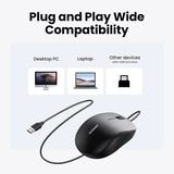 UGREEN 3 Buttons Usb Wired Optical Mouse 1200DPI With 1.5M Cable For laptop Desktop, PC etc. (90789) - Ugreen India