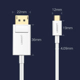 UGREEN 1.5M USB Type C Male To DisplayPort Male Cable 4k@30Hz - White (40420) - Ugreen India