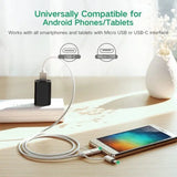 Ugreen 1.5M 3 In 1  USB 2.0 Multifunction Cable With Braid, Usb A to Usb C/ Lightning/ Micro Usb Cable, Silver(50203)