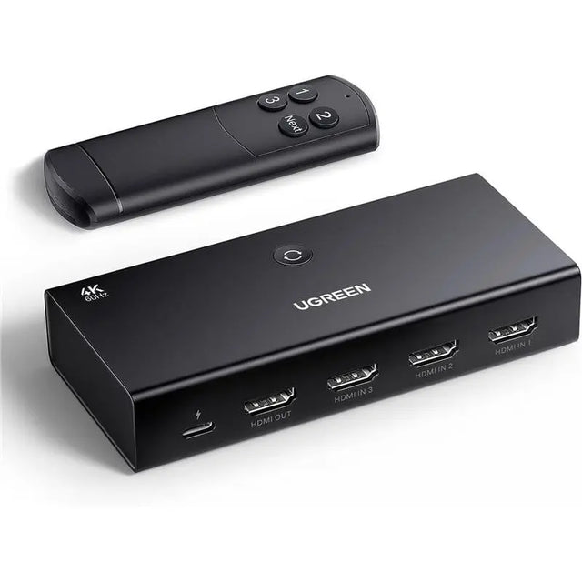 UGREEN 3 In 1 Out 4K@60Hz HDMI Switch With Remote Supports 3D HDR Dolby Atmos HDCP2.2 Compatible with PS5/4/3 Xbox Nintendo Switch Roku Apple TV Fire Stick etc (15376) - Ugreen India