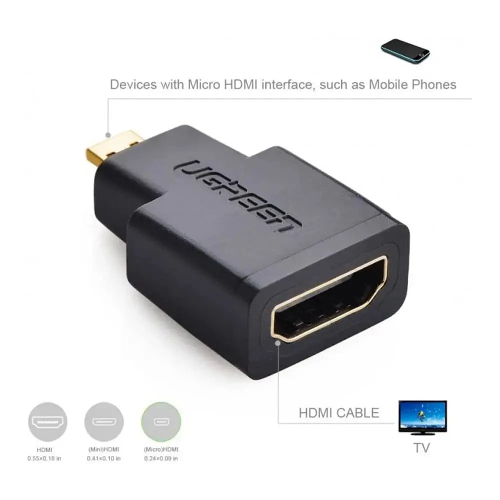 UGREEN Micro HDMI Male to HDMI Female Adapter - Black (20106) - Ugreen India