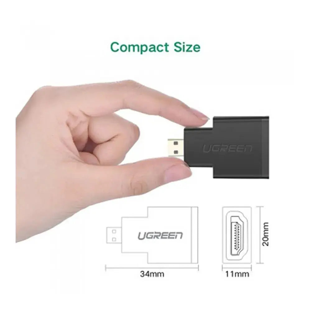 UGREEN Micro HDMI Male to HDMI Female Adapter - Black (20106) - Ugreen India