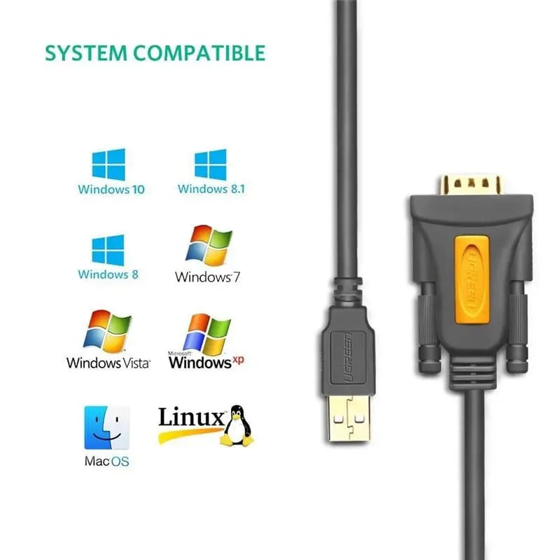 UGREEN 1m USB 2.0 A Male to RS232 DB9  Male Serial Adapter Cable with PL2303 Chipset to Connect a RS-232 serial device as a modem to a USB port on your computer (20210) - Ugreen India