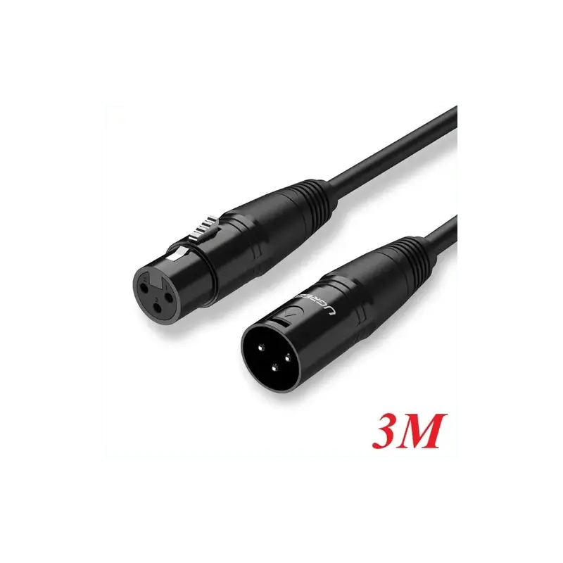 UGREEN 3M Cannon Xlr Male To Female Microphone Extension Cable For Amplifiers, Microphones, Mixer, Preamp, Speaker System Or Other Professional Recording (20711) - Ugreen India