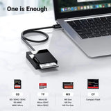 Ugreen 4 in 1 USB 3.0 All-in-One Card Reader Writer 5 Gbps Speed for Digital Memory Cards TF SD Micro SD SDHC SDXC Flash Card With 1.5 feet Cable - Black (30333) - Ugreen India