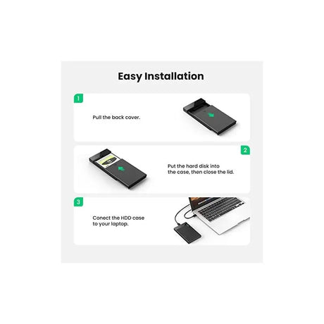 UGREEN 2.5 Inch External Hard Drive Enclosure, USB 3.0 to SATA III for 2.5 Inch SSD & HDD 9.5mm 7mm Hard Drive Enclosure Support Max 6TB, UASP support with 30cm Usb A 3.0 Cable Compatible with WD Seagate Toshiba Samsung Hitachi (30848) - Ugreen India