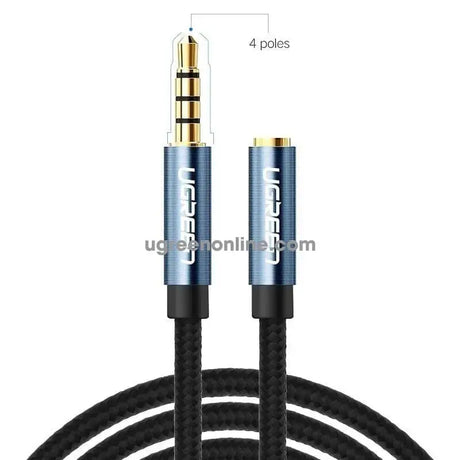 Ugreen 1m 3.5mm Male To 3.5mm Female Audio Extension Cable With Aluminum Case & Braided Support Mic (40673) - Ugreen India